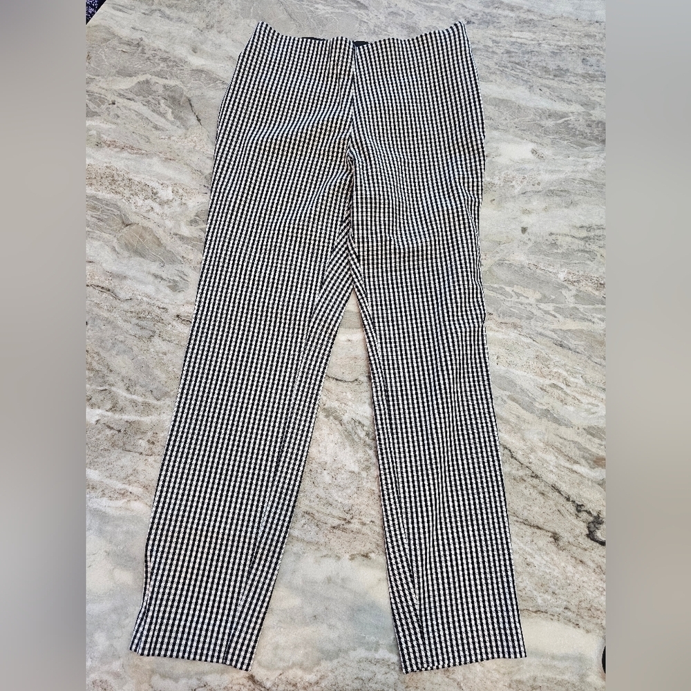 A New Day Women’s Slim Ankle Pants Size 4 Black White Gingham Check Stretch